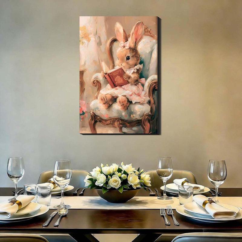 Framed Easter Bunny Art Prints Rustic Animal Paintings., 30 cm H x 20 cm W
