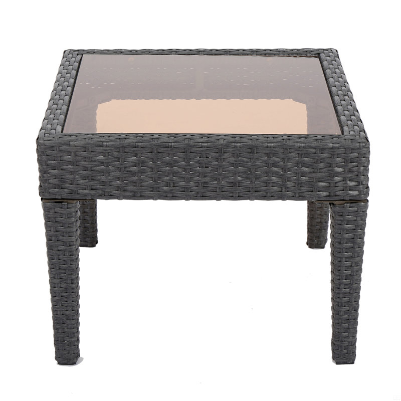 Outdoor Antibes Wicker Side Table,Accent Table, Gray