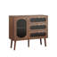 Armoire décorative avec 3 tiroirs et porte, armoire de rangement en bois avec tablettes, buffet de salon, vestibule, naturel