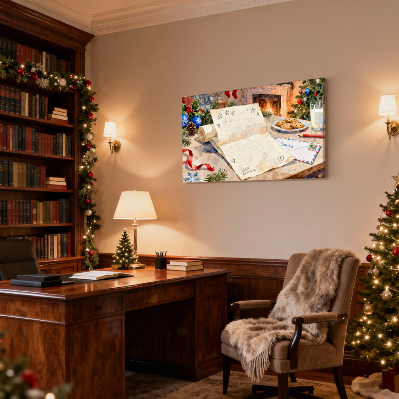 Ensemble de 3 impressions sur toile de Noël avec des biscuits et du lait, H 20 po x l 30 po