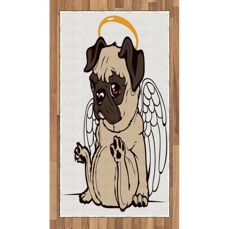 Pug High Density Long Fiber Poly Threads Decorative Area Rug Carpet, Rectangle 2'7" x 5'