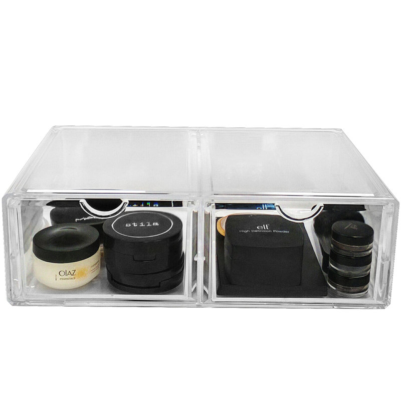 Sorbus 2-Drawer Cosmetic Acrylic Organizer, Stackable, Extra-Large in Clear