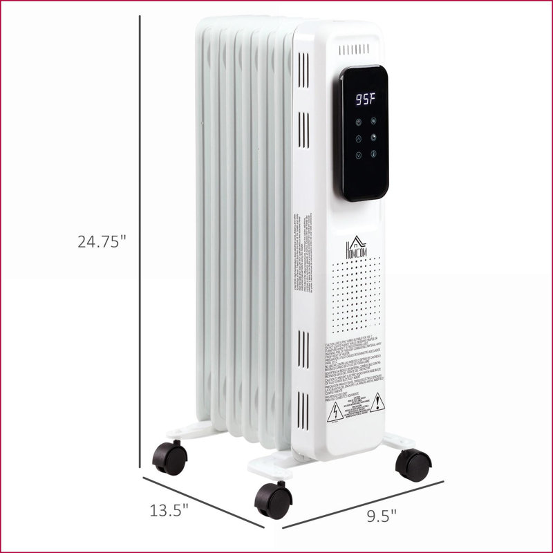 Chaufferette d'intérieur, autoportante 24,75 po avec 3 modes, minuterie, télécommande, 1 500 W | Blanc neige | Acier