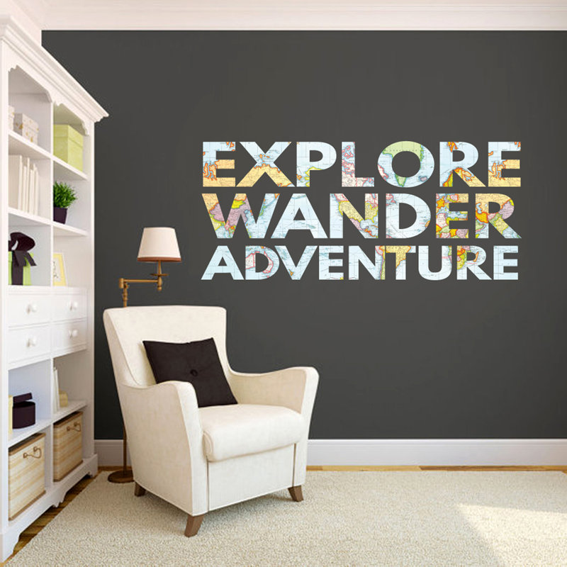 Décalcomanie murale « explore adventure errant adventure », H 26 po x l 60 po