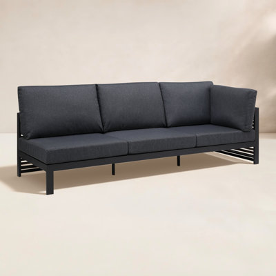 Callia Pawni Teak 96.85'' Outdoor Patio Sectional Sofa with Custom Cover