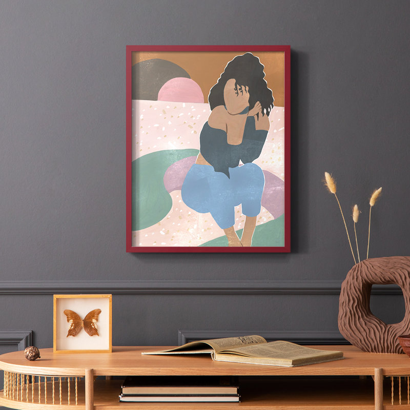 «Curly Lady II», reproduction encadrée - bois massif, Rouge, H 10 po x l 8 po