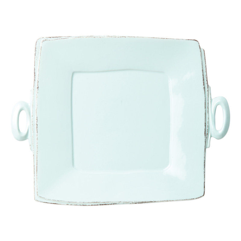 Lastra Stoneware Platter, Aqua