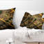 Dark Green Gold Fractal Flower - Abstract Printed Pillow