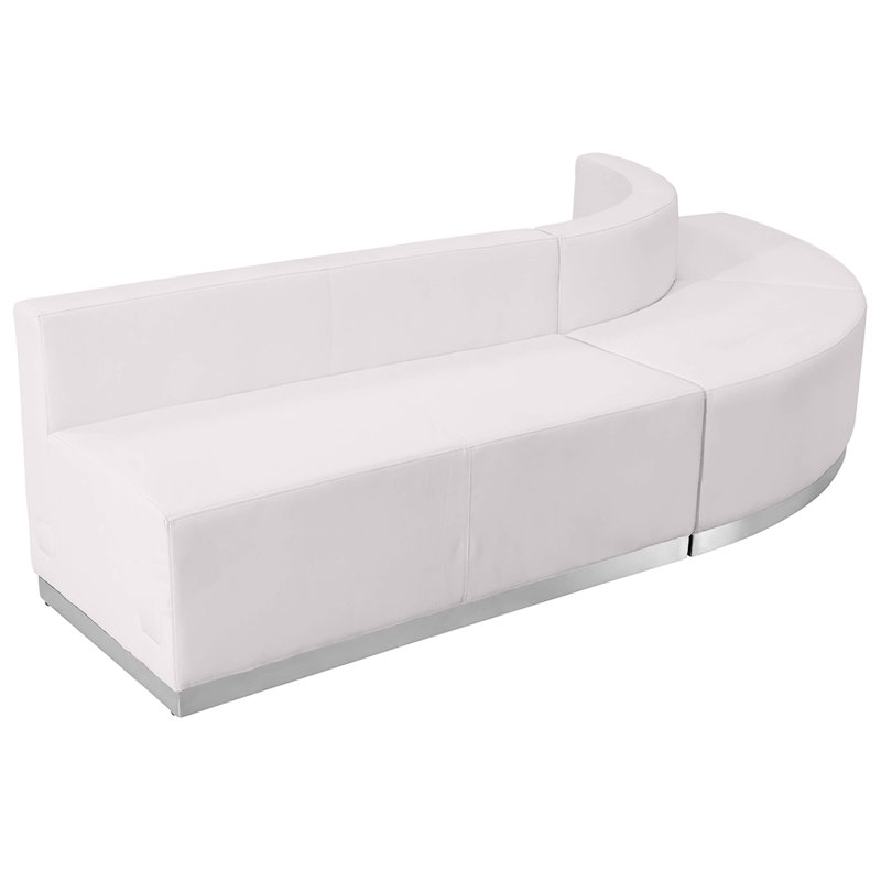 Configuration de réception modulaire 3 pièces Hercules Alon LeatherSoft avec dossier et siège tendus, Similicuir blanc