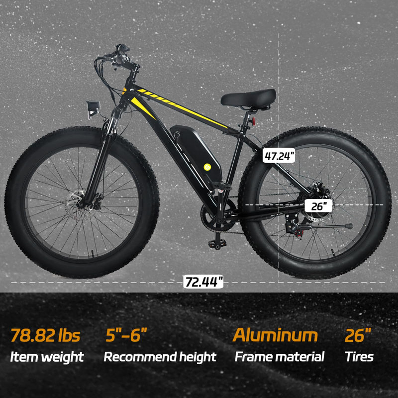 750W Electric Fat Tire Bike for Adults – 26" x 4.0 Tires, Step-Over Aluminum Frame, 7-Speed, Up to 50 Miles, 4 Riding Modes – Black