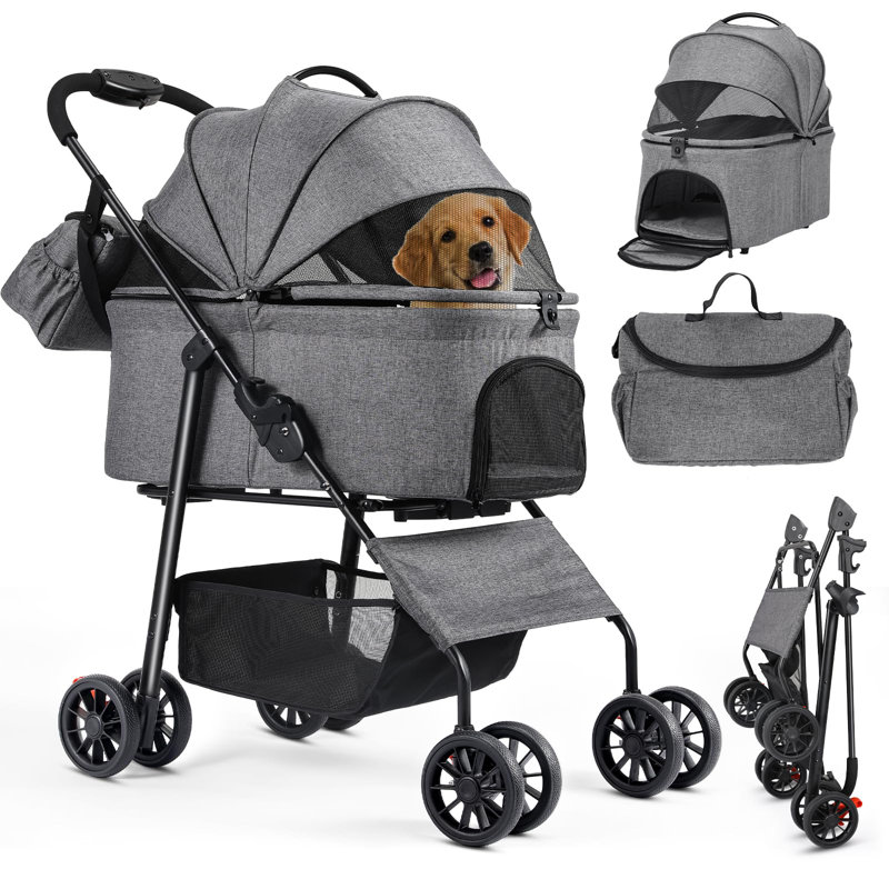 Foldable Pet Stroller, Grey