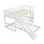 Lit simple superposé au-dessus d'un lit simple avec glissière et échelle, blanc-1711629575