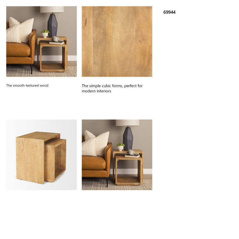 Solid Wood Nesting End Table