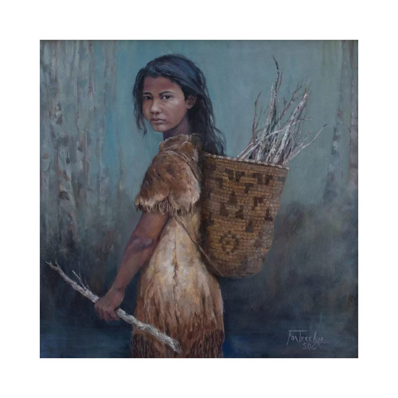 Reproduction d’art « the Kindling collector » par Jan Perley, Pas de tapis, H 26 po x l 26 po x P 1,5 po, Toile tendue