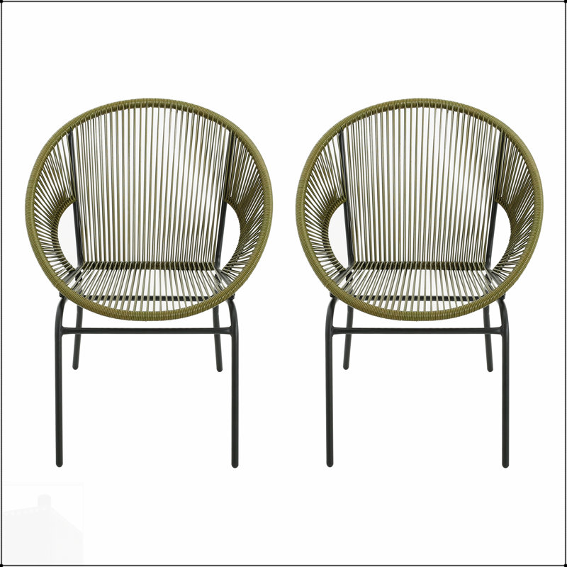Ensemble de 2 chaises d'extérieur en osier NUSA, durables et élégantes pour les espaces extérieurs modernes avec sièges confortables