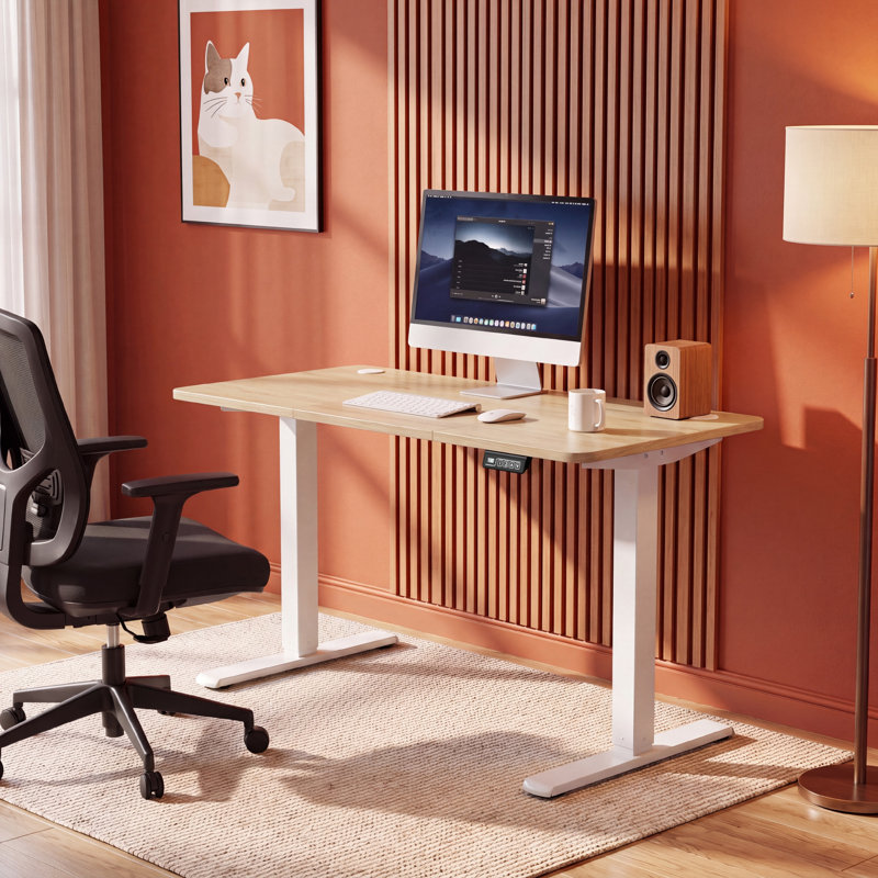 Bureaux debout à hauteur réglable Putnam, Bambou / blanc, H 48 po x l 47,25 po x P 23,62 po