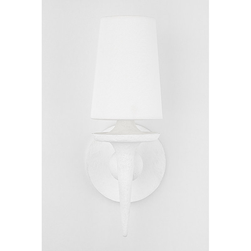 Torch 1 Light Wall Sconce, White Plaster