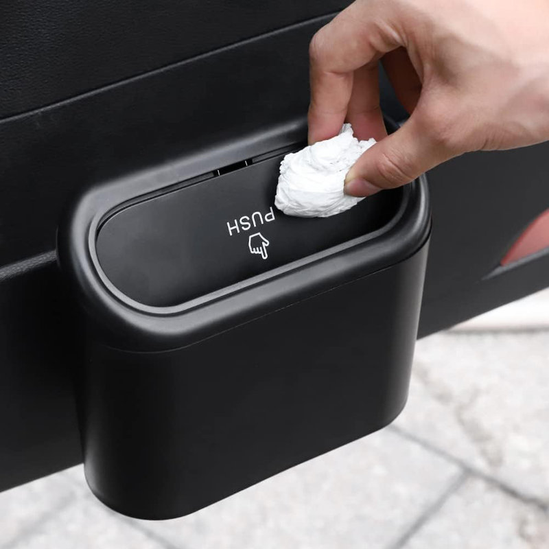 Ensemble de 4 petites poubelles de voiture étanches avec couvercle et 20 sacs à ordures, organisateur de véhicule universel pour sièges avant et arrière