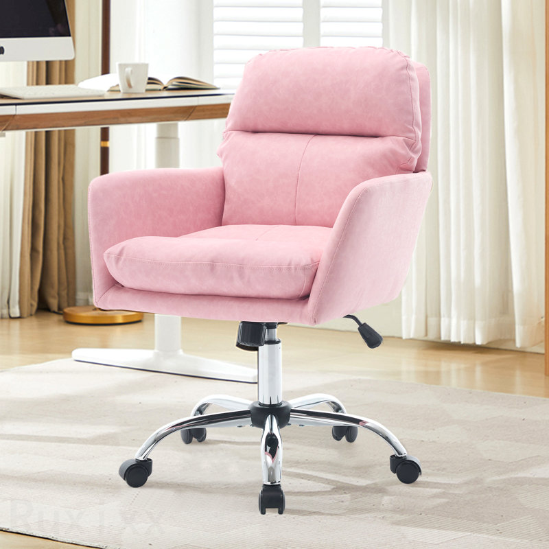Chaise de bureau en cuir synthétique rose, Rose
