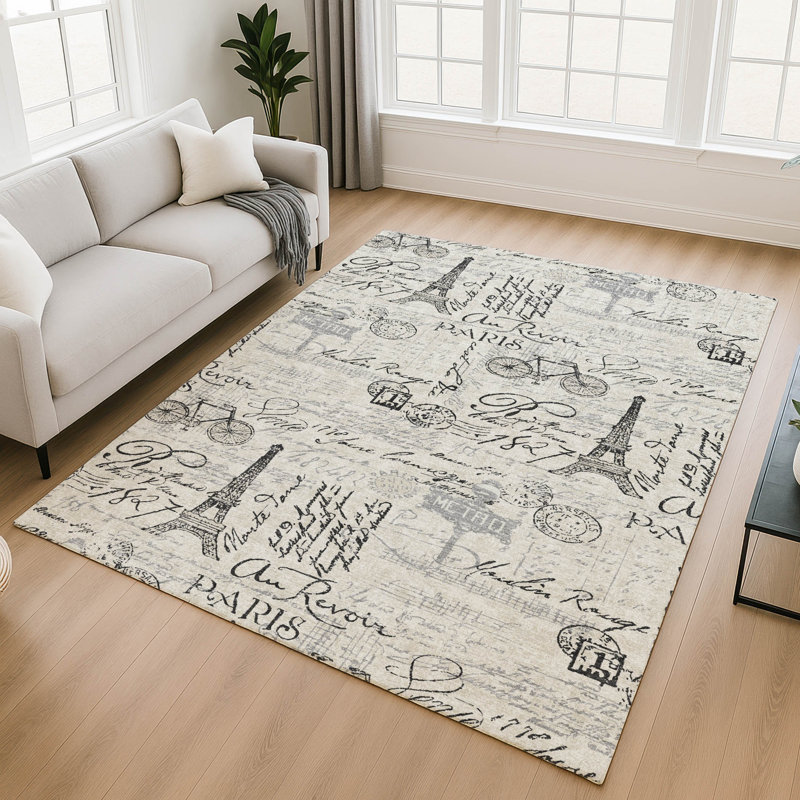 Premium Machine Washable Mayfield AMF2209 novelty Rug, Beige, 2'6" x 3'10"