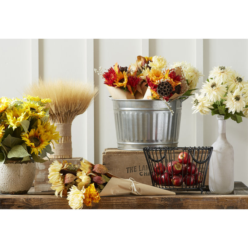 Arrangement floral mixte, Jaune/café/rouille