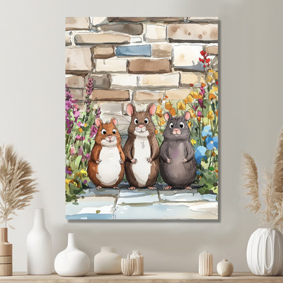 Drôle de famille de rongeurs - souris, décor en métal, impression moderne sur métal