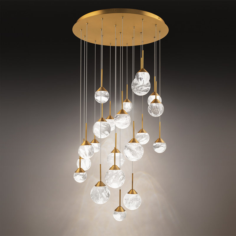 Quest 21 - Light LED Cluster Pendant, Aged Brass