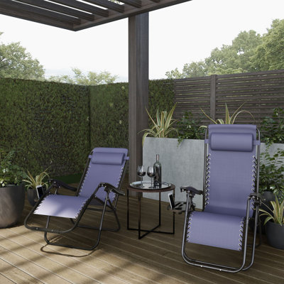 Garett Zero Gravity Chairs - Outdoor Chairs with Side Tables and Cupholders by Lavish Home by Arlmont & Co.