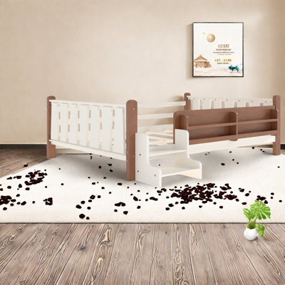 Lit double au plancher compact, bois de qualité supérieure, chambre d'enfant moderne