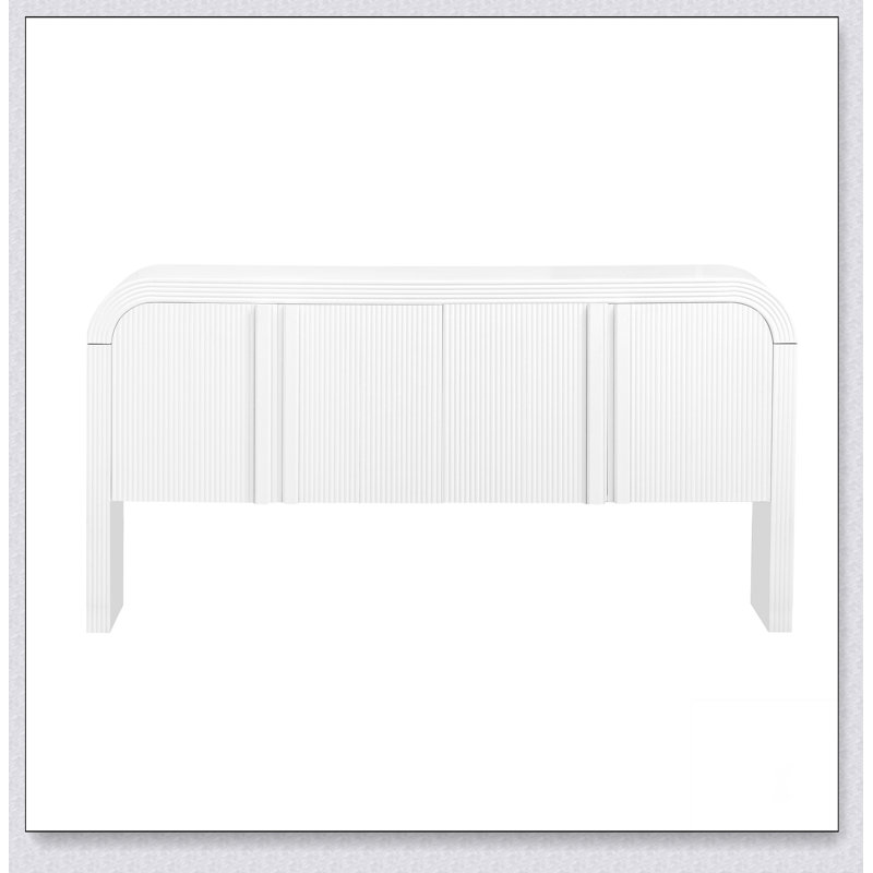 Armoire de rangement rayée avec 4 portes, réglable, idéale pour le bureau, l'entrée et le salon, Blanc