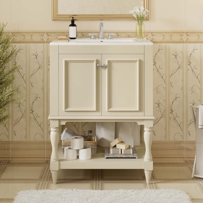 Modern Luxury Bathroom Vanity with Ceramic Sink and Dual Storage
