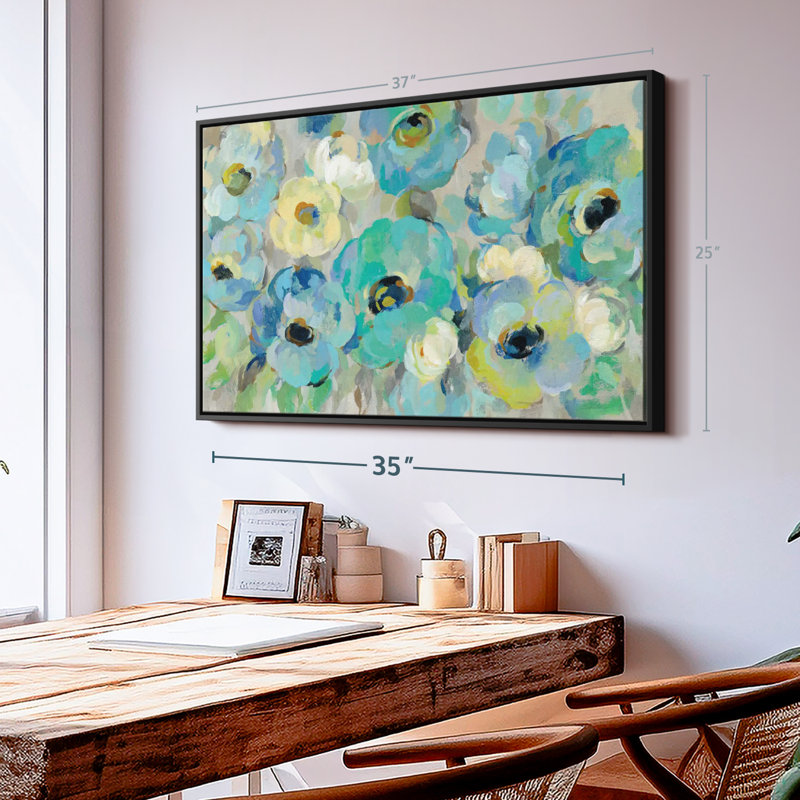 Fresh Teal Flowers I Canvas Print, 9" H x 13" W