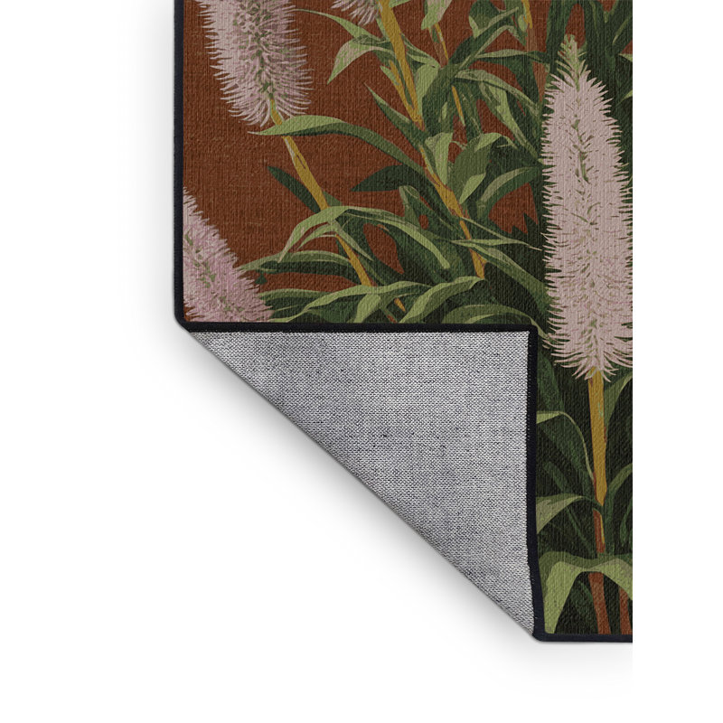 Tapis botanique brun lavable à la machine, Rectangulaire 8 pi x 10 pi
