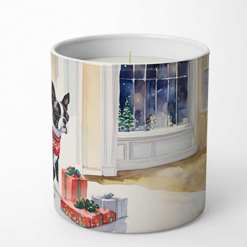 Bougie de Noël parfumée avec support en céramique