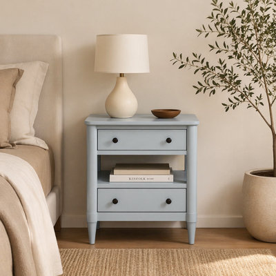 Open Nightstand Ocean Finish With 2 Drawers