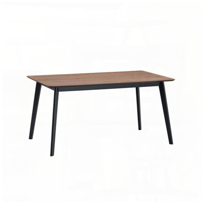 Rectangular Fixed-Top Dining Table with Walnut & Black Finish