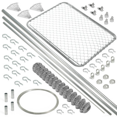 6ft. x 54ft. Fencing DIY Set, 11.5 Gauge Galvanized Steel Chain Link Fence Kit w/Fence Fabric, Gate, Posts, Top Rails & Hardware