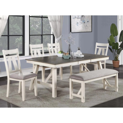 Table à manger l 60,4 po, blanc et gris