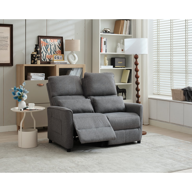 Causeuse inclinable manuelle pour salon, Lin gris