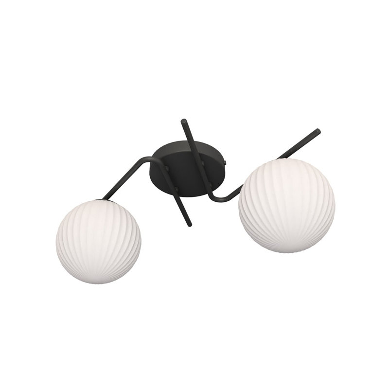 Danetta Flush Mount, Matte Black/Opal