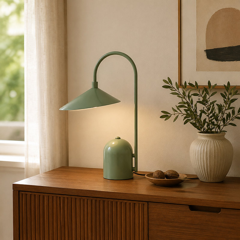 1-Light Dimmable Green Table Lamp