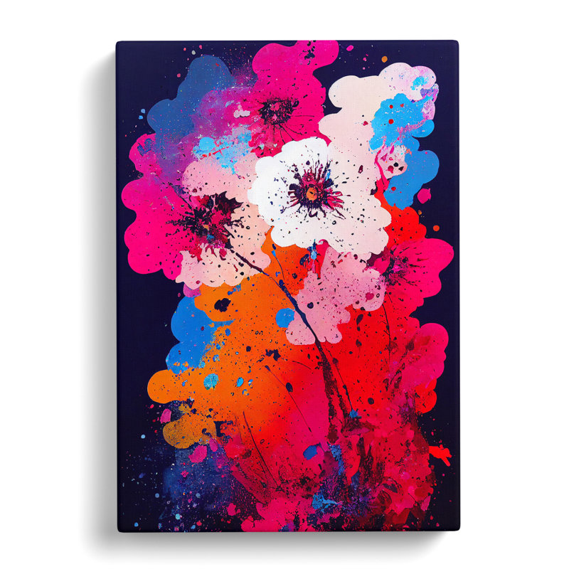 Paint Splat Flowers No.2 Abstract - Wrapped Canvas, 50cm H x 35cm W x 3cm D