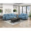 Chaise de salon modulaire 1 pièce en bois massif capitonné bleu