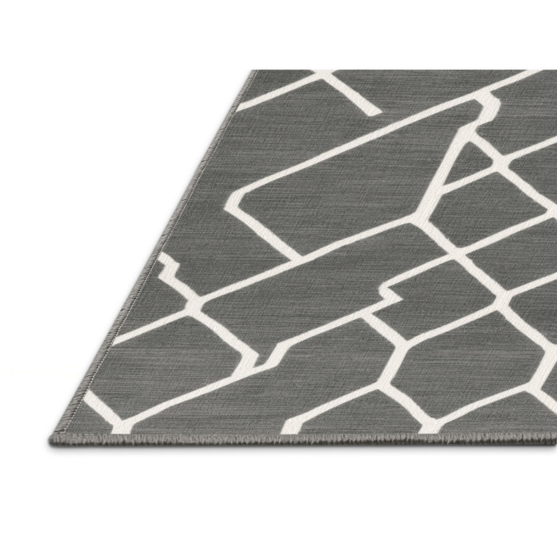 Tapis gris en treillis lavable à la machine, Carré 4 pi