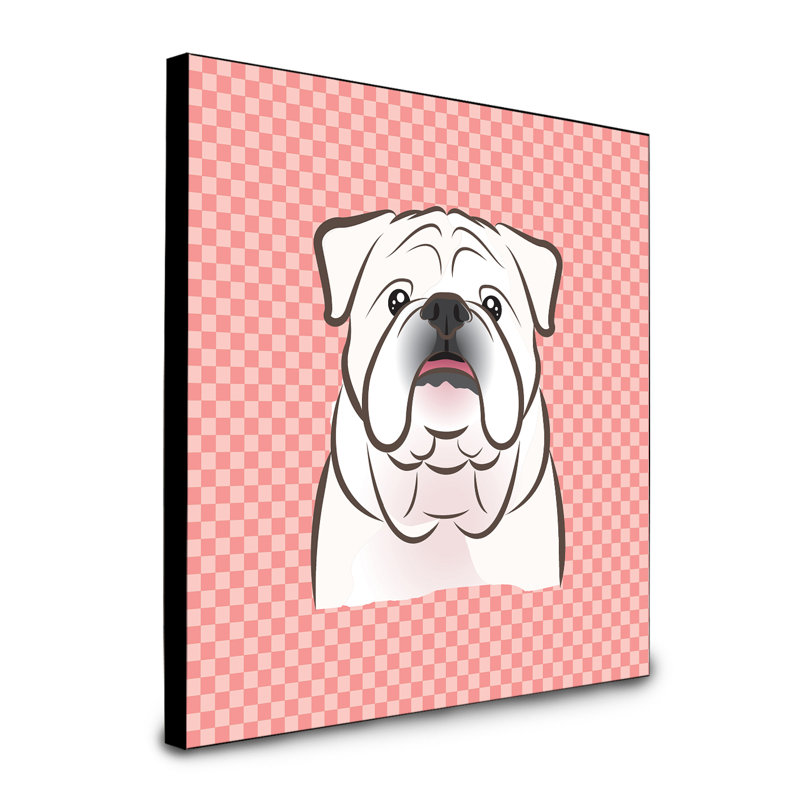 Panneau mural d’art Dungorbery, Rose, Bouledogue anglais blanc