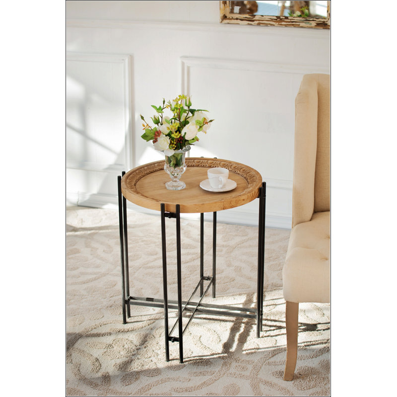 Table d'appoint ronde avec plateau en bois