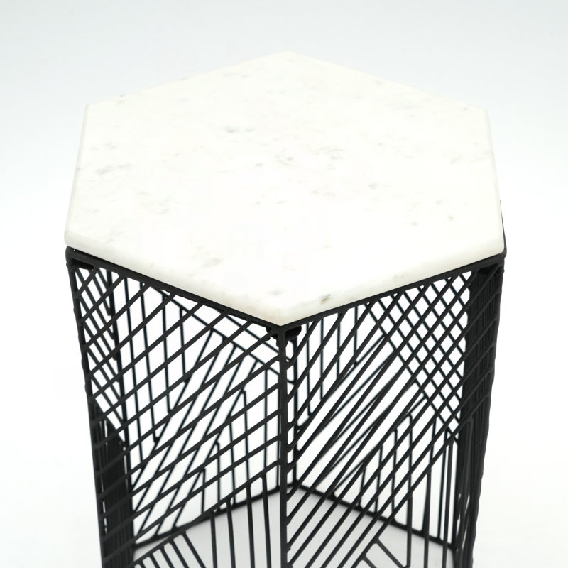 Ensemble de 2 tables d'appoint hexagonales en marbre