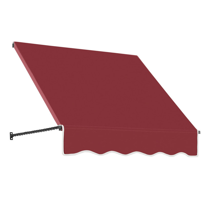 Awntech Santa Fe Acrylic Fabric Fixed Awning with Iron Rope Arms, Burgundy, 44" H x 52.5" W x 36" D
