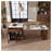 80-Inch Expandable Kitchen Island with Dining Table, Walnut Marble-Grain Top