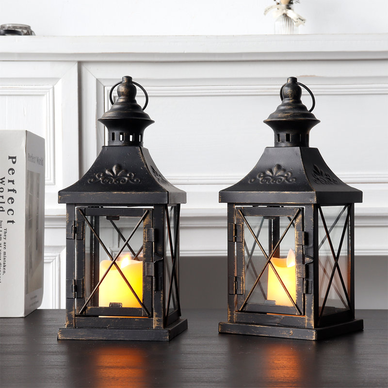 Lanternes décoratives noires de 11 po de hauteur